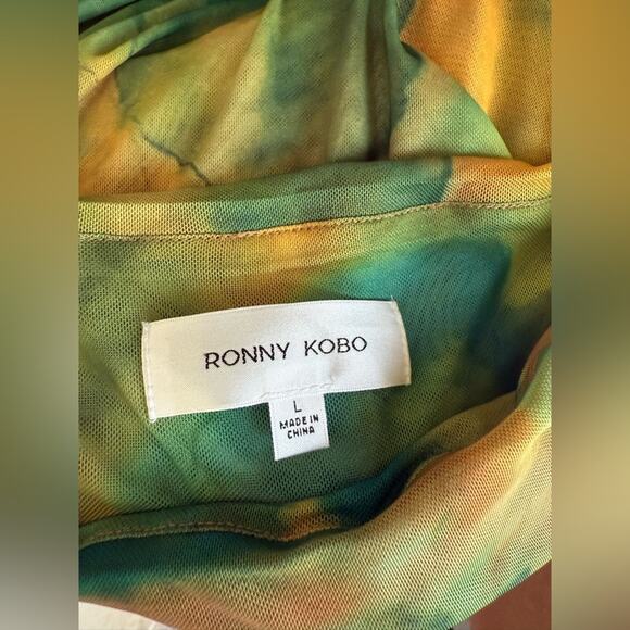 NWT Ronny Kobo Bruno Skirt Acid Tie Dye Size Large Ruched Mesh Maxi Bodycon - Picture 7 of 9